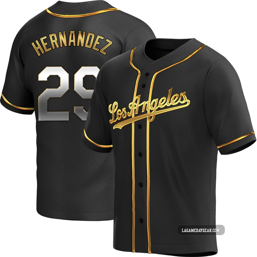 Jonathan Hernandez ＃29 Los Angeles Dodgers Replica Men's Gold Black en Alternate Jersey