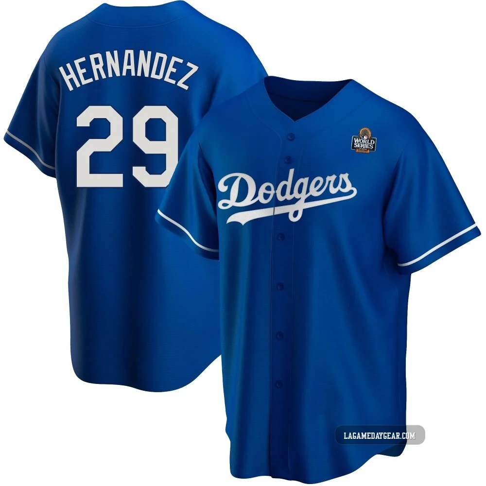 Jonathan Hernandez ＃29 Los Angeles Dodgers Replica Men's Royal Alternate 2024 World Series Jersey