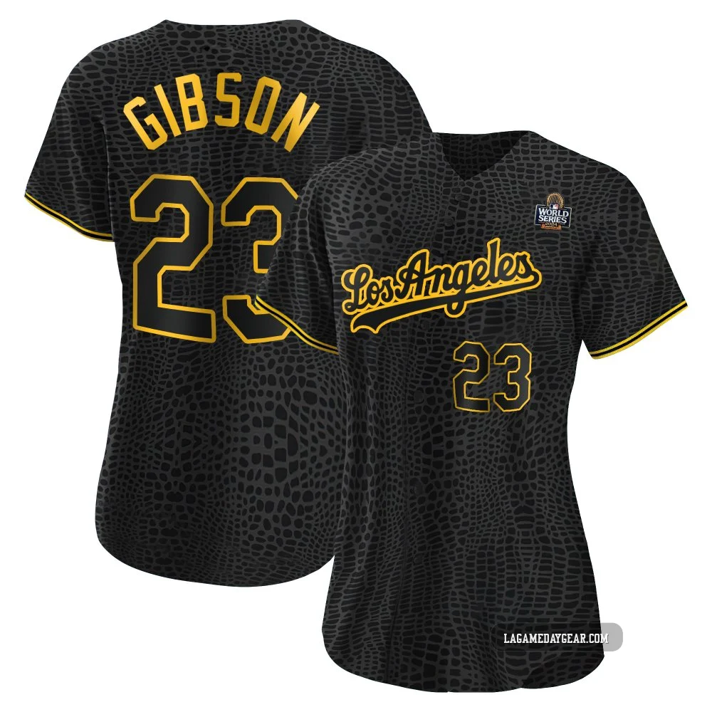 Kirk Gibson ＃23 Los Angeles Dodgers Authentic Women's Black Snake Skin City 2024 World Series Jersey