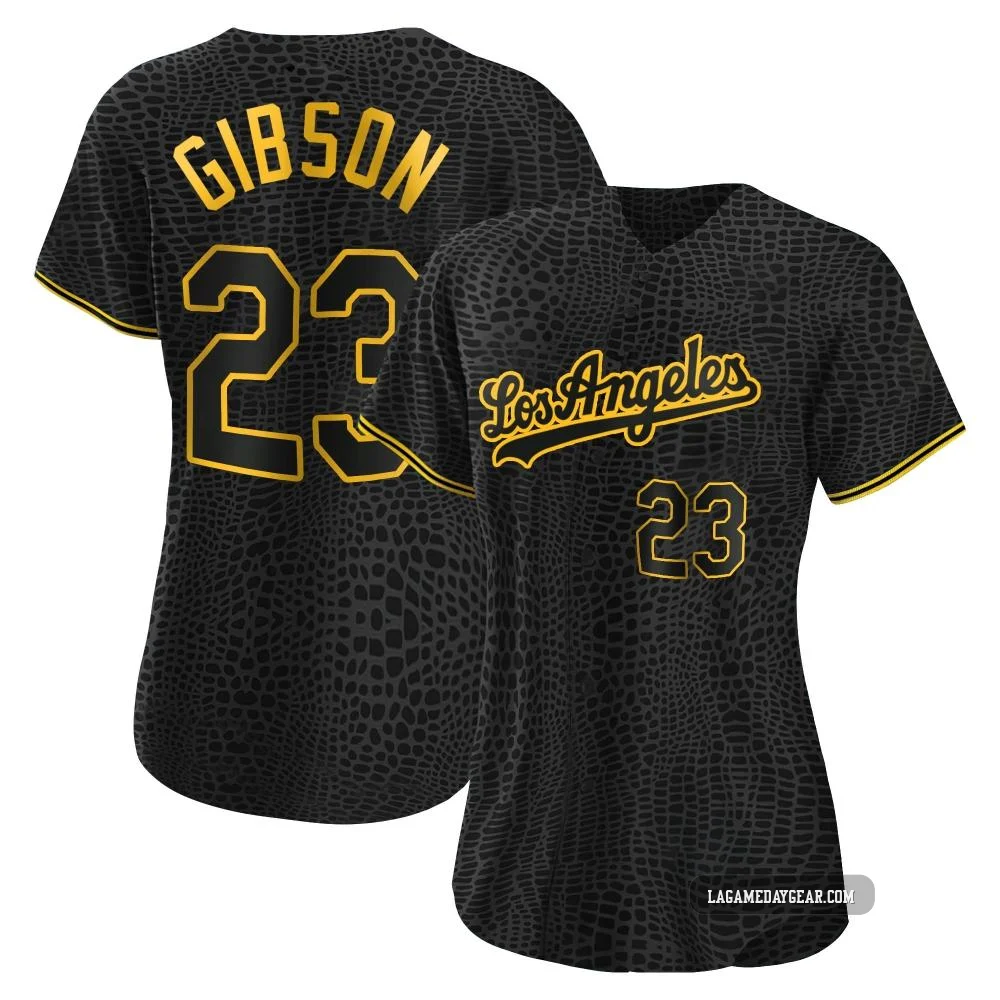 Kirk Gibson ＃23 Los Angeles Dodgers Replica Women's Black Snake Skin City Jersey