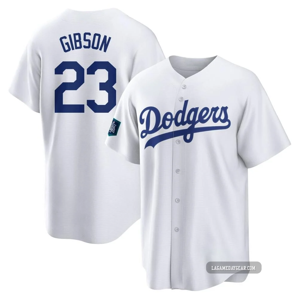 Kirk Gibson ＃23 Los Angeles Dodgers Replica Youth White 2024 World Tour Seoul Series Home Jersey