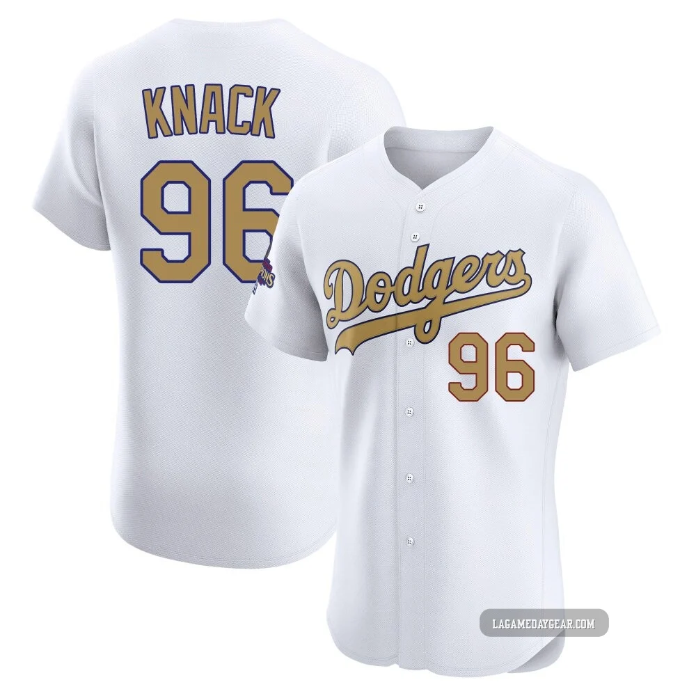 Landon Knack ＃96 Los Angeles Dodgers Elite Men's Gold White 2025 Collection Jersey