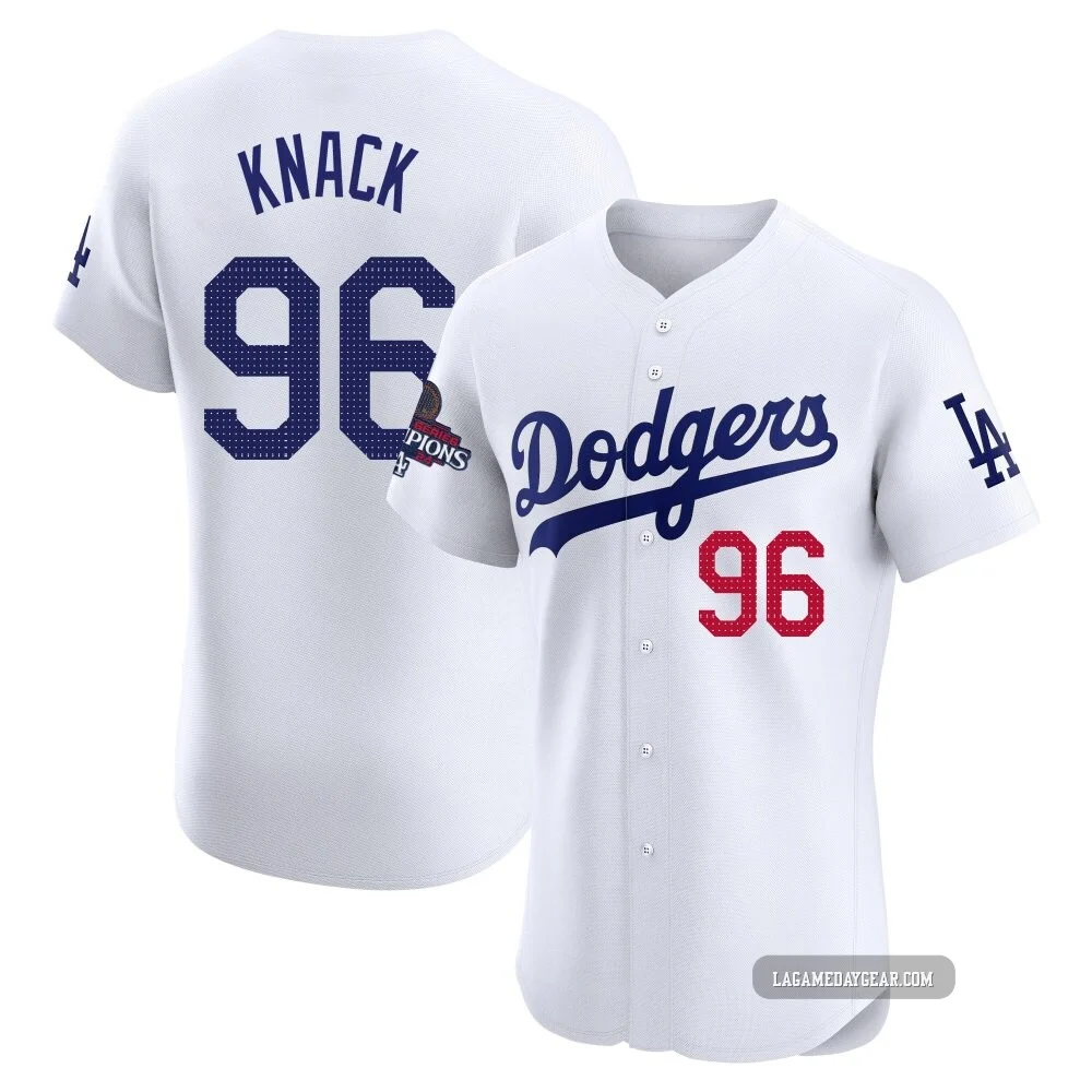 Landon Knack ＃96 Los Angeles Dodgers Elite Men's White Home World Series Champions Jersey