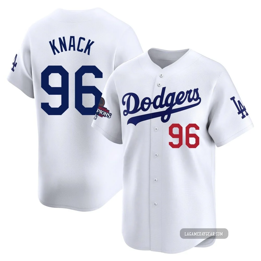 Landon Knack ＃96 Los Angeles Dodgers Limited Youth White Home 2024 World Series Champions Jersey