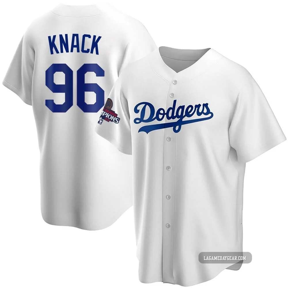 Landon Knack ＃96 Los Angeles Dodgers Replica Youth White Home 2024 World Series Champions Jersey