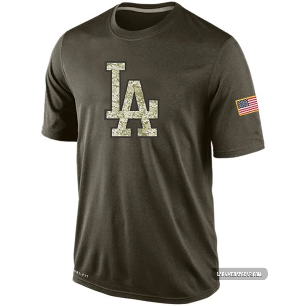 Los Angeles Dodgers Men's Olive Dri-Fit Salute To Service KO Performance T-Shirt