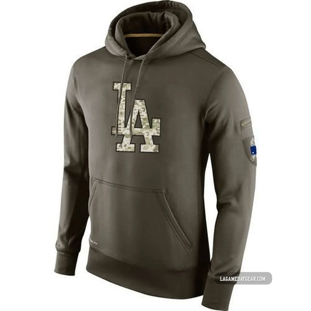 Los Angeles Dodgers Men's Olive Salute to Service KO Performance Hoodie