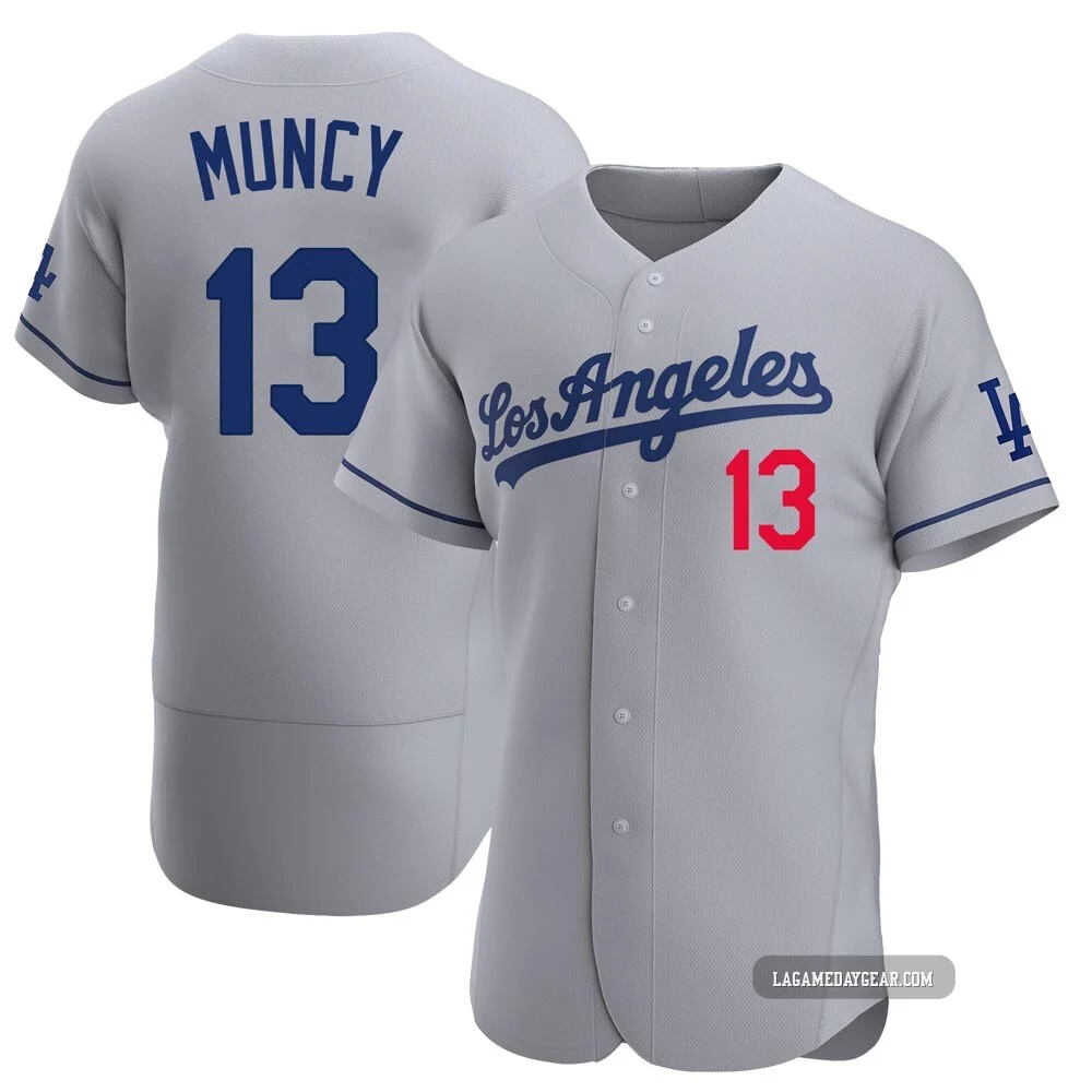 Max Muncy ＃13 Los Angeles Dodgers Authentic Men's Gray Away Jersey