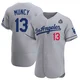 Max Muncy ＃13 Los Angeles Dodgers Authentic Men's Gray Away Official 2024 World Series Jersey