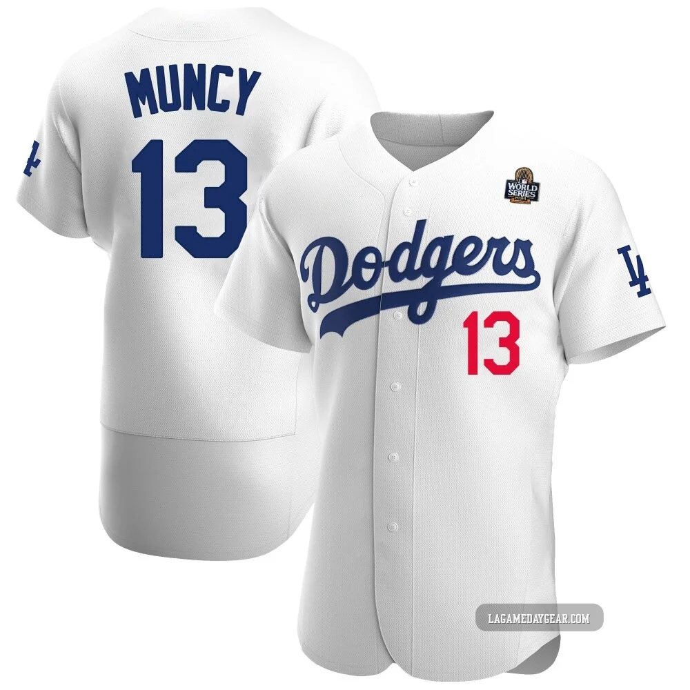 Max Muncy ＃13 Los Angeles Dodgers Authentic Men's White Home Official 2024 World Series Jersey