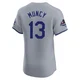 Max Muncy ＃13 Los Angeles Dodgers Elite Men's Gray Road World Series Champions Jersey