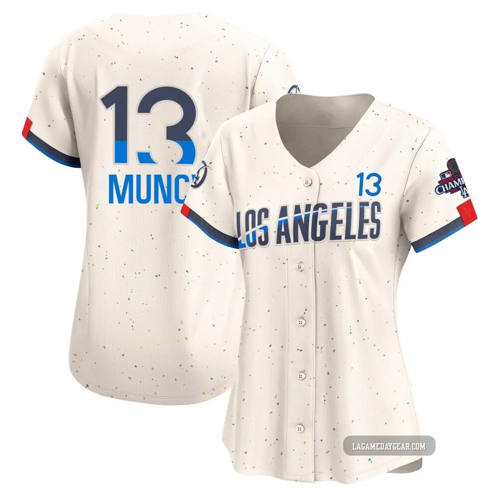 Max Muncy ＃13 Los Angeles Dodgers Limited Women's Cream 2024 City Connect World Series Champions Jersey