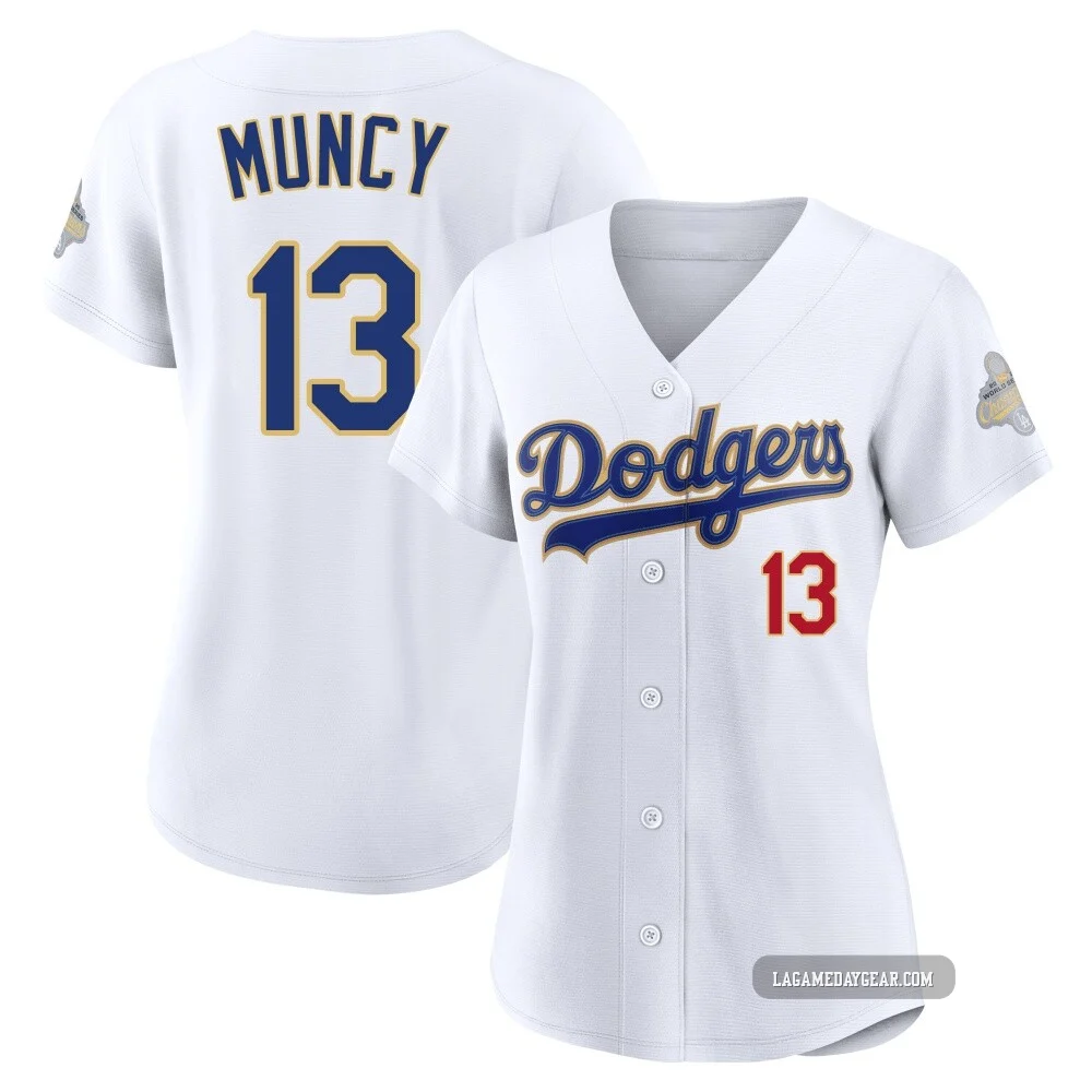 Max Muncy ＃13 Los Angeles Dodgers Limited Women's Gold White 2026 Collection Stadium Jersey