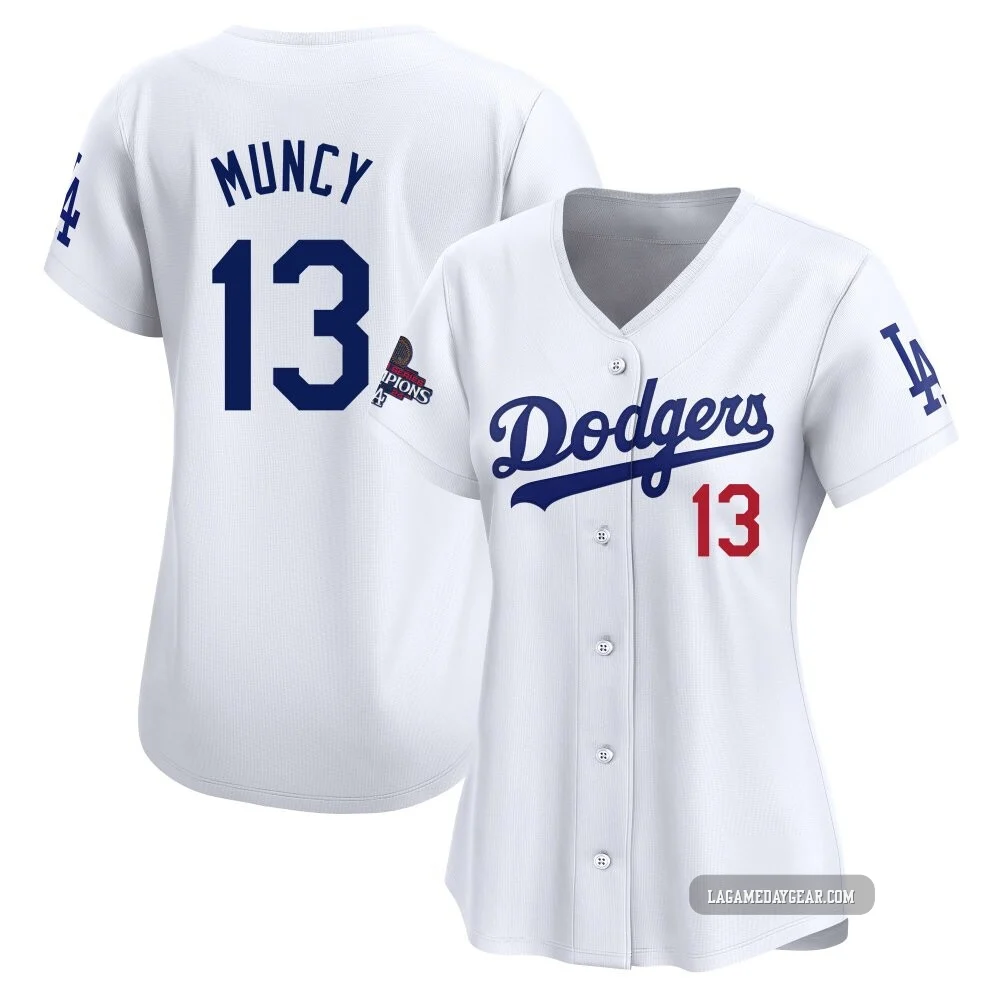Max Muncy ＃13 Los Angeles Dodgers Limited Women's White Home 2024 World Series Champions Jersey