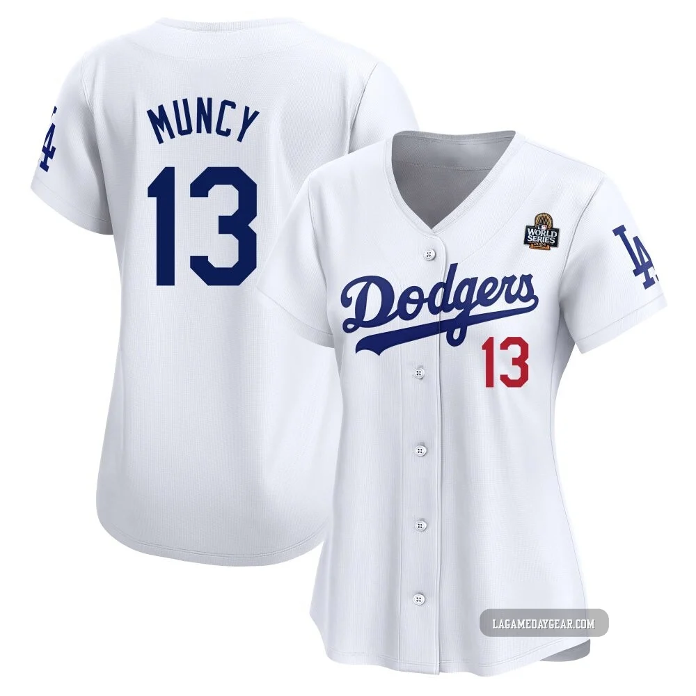 Max Muncy ＃13 Los Angeles Dodgers Limited Women's White Home 2024 World Series Jersey
