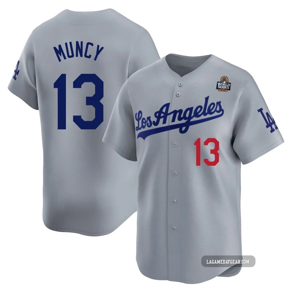 Max Muncy ＃13 Los Angeles Dodgers Limited Youth Gray Away 2024 World Series Jersey