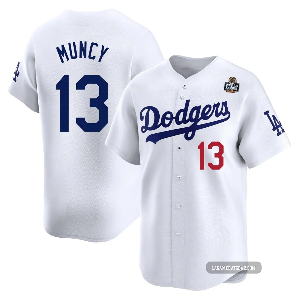 Max Muncy ＃13 Los Angeles Dodgers Limited Youth White Home 2024 World Series Jersey