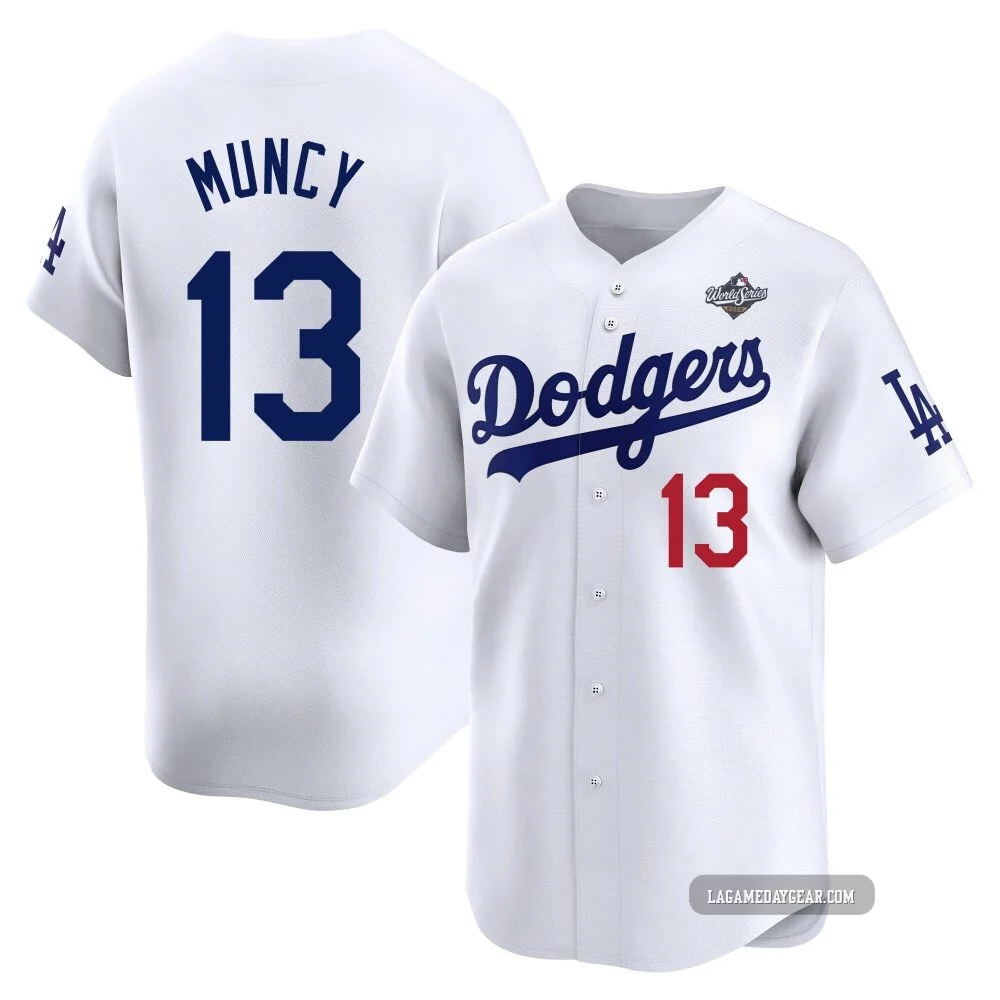 Max Muncy ＃13 Los Angeles Dodgers Limited Youth White Home 2025 World Series Jersey