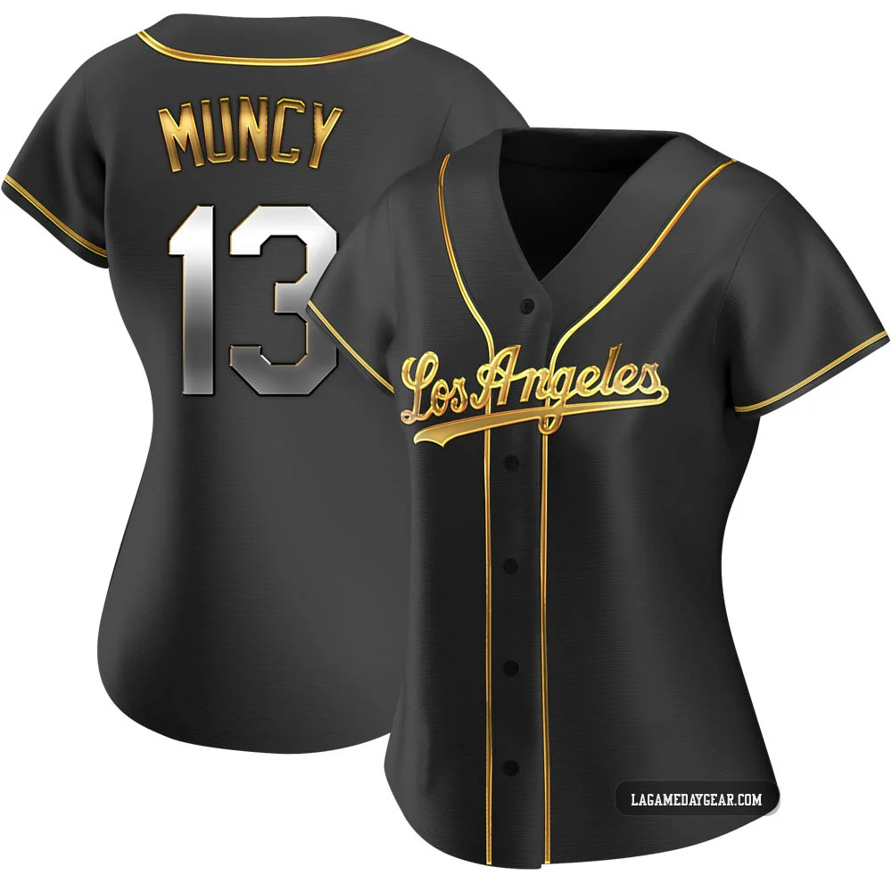 Max Muncy ＃13 Los Angeles Dodgers Replica Women's Gold Black en Alternate Jersey