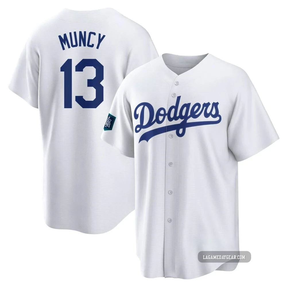 Max Muncy ＃13 Los Angeles Dodgers Replica Youth White 2024 World Tour Seoul Series Home Jersey