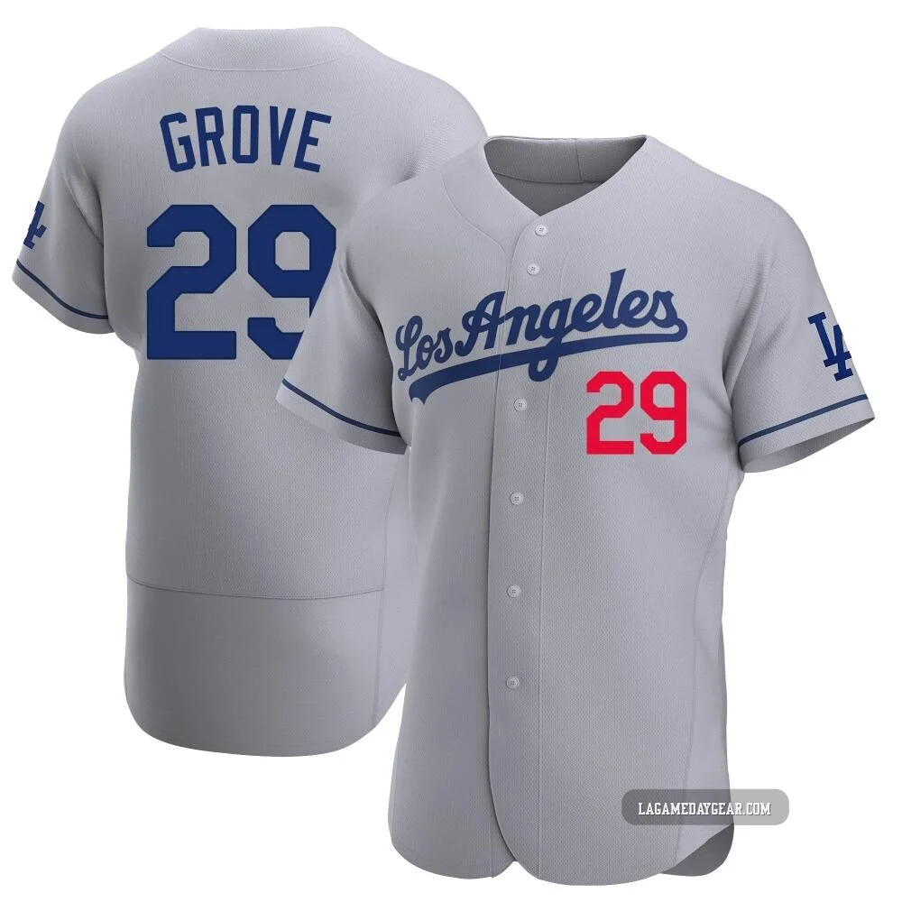 Michael Grove ＃29 Los Angeles Dodgers Authentic Men's Gray Away Jersey