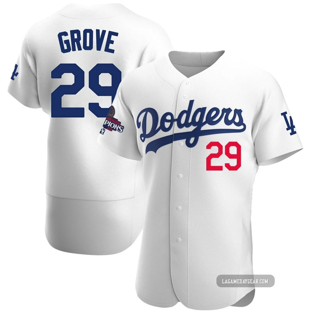 Michael Grove ＃29 Los Angeles Dodgers Authentic Men's White Home Official 2024 World Series Champions Jersey