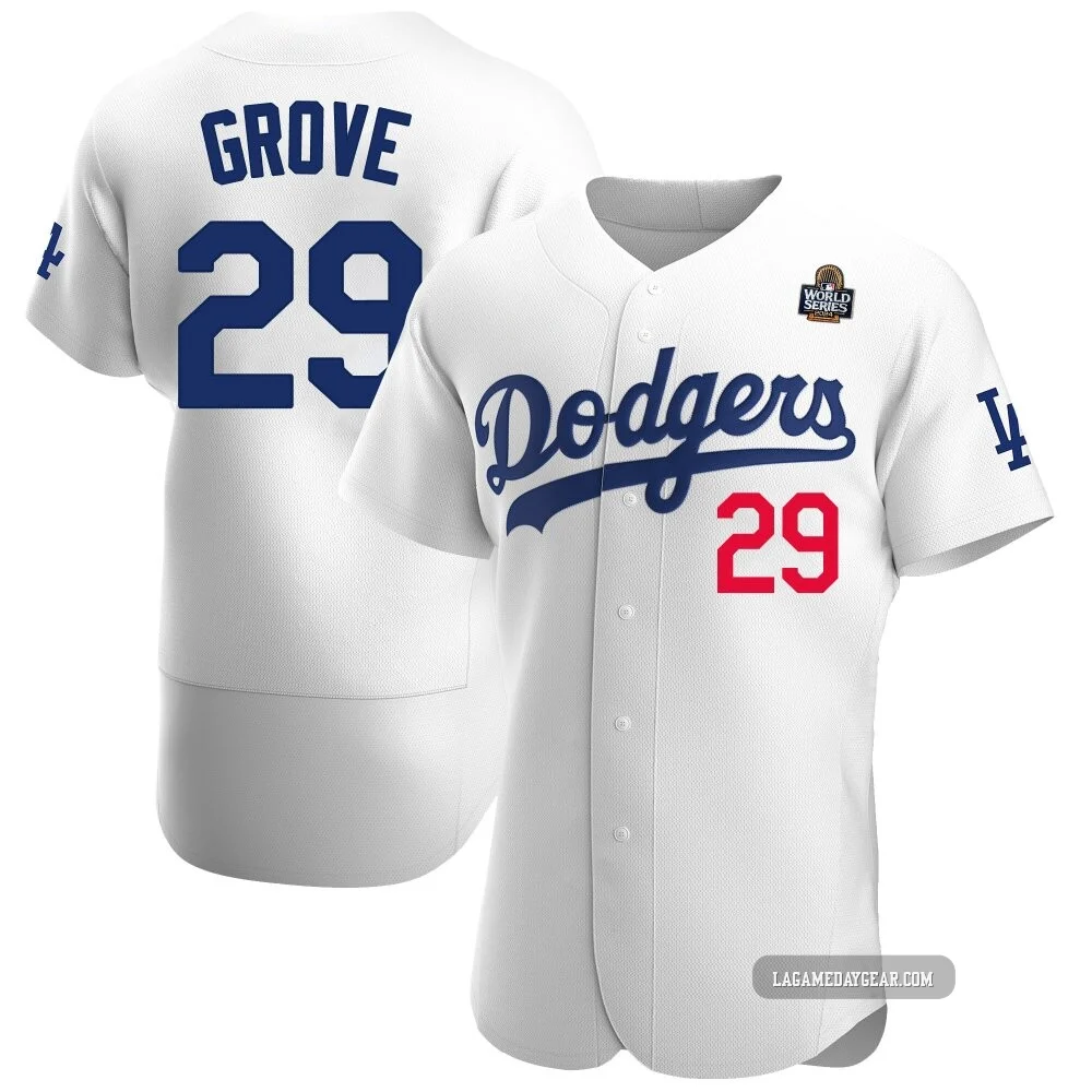 Michael Grove ＃29 Los Angeles Dodgers Authentic Men's White Home Official 2024 World Series Jersey