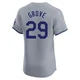 Michael Grove ＃29 Los Angeles Dodgers Elite Men's Gray Road Jersey