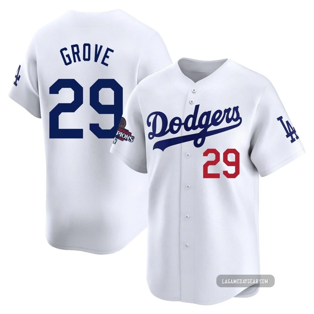 Michael Grove ＃29 Los Angeles Dodgers Limited Men's White Home 2024 World Series Champions Jersey