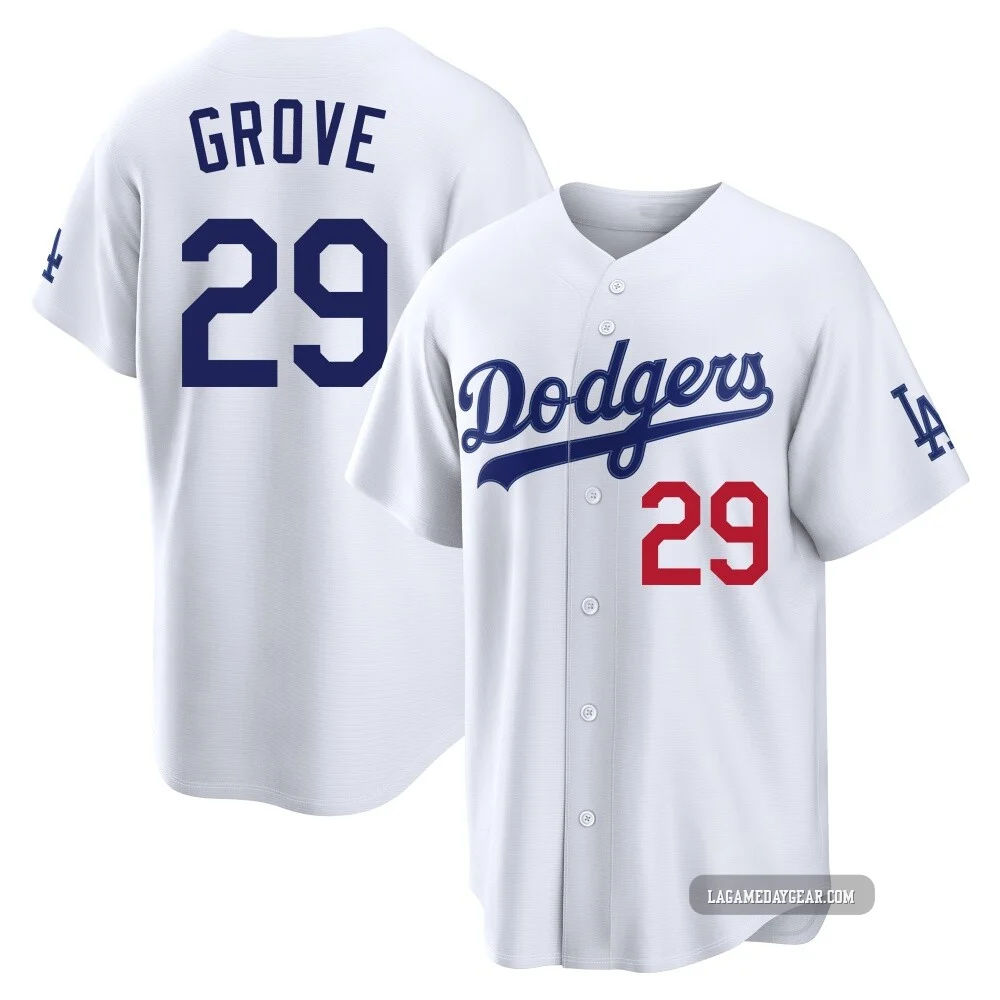 Michael Grove ＃29 Los Angeles Dodgers Limited Men's White Home Stadium Jersey