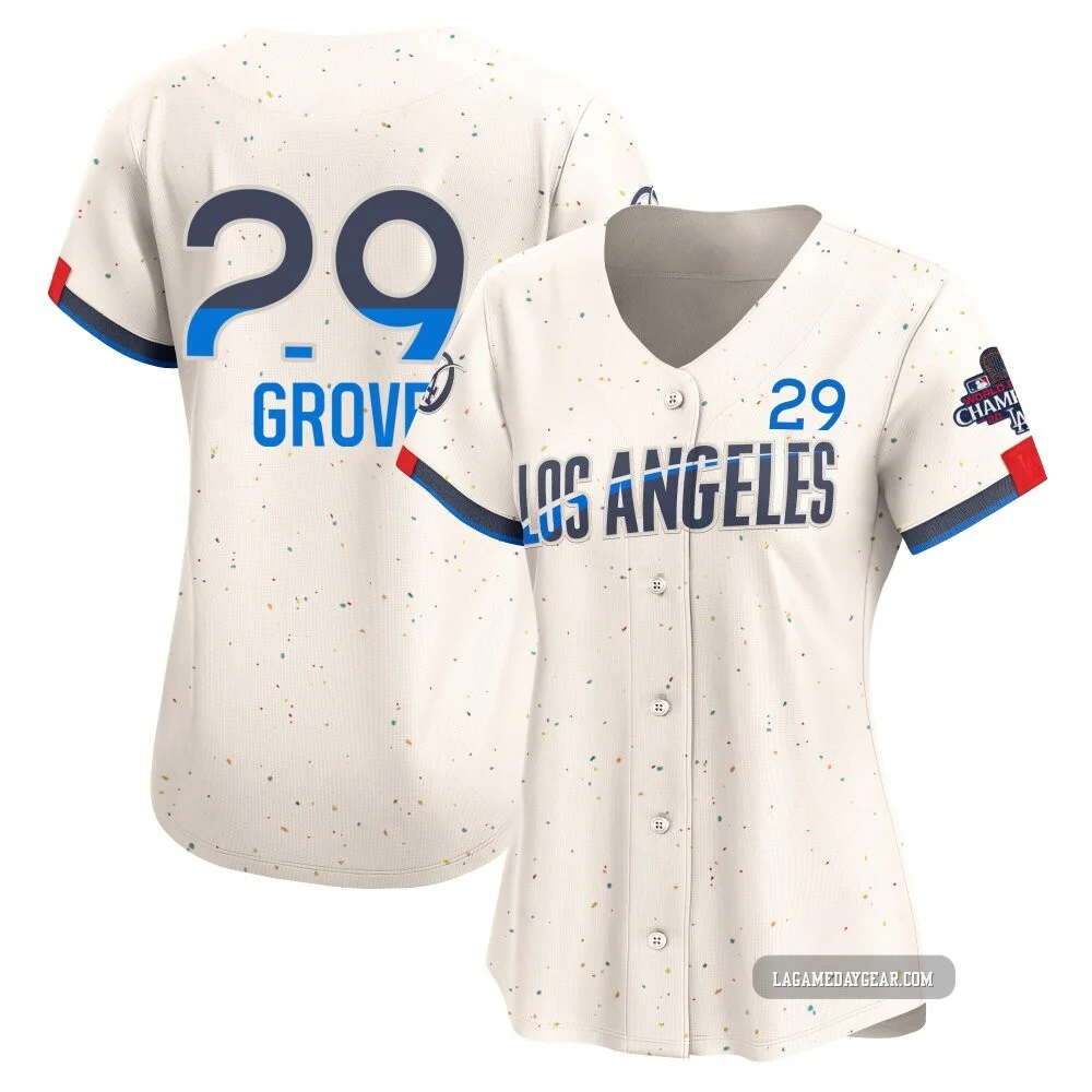 Michael Grove ＃29 Los Angeles Dodgers Limited Women's Cream 2024 City Connect World Series Champions Jersey
