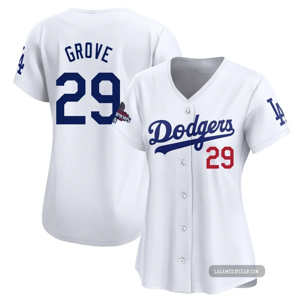 Michael Grove ＃29 Los Angeles Dodgers Limited Women's White Home 2024 World Series Champions Jersey