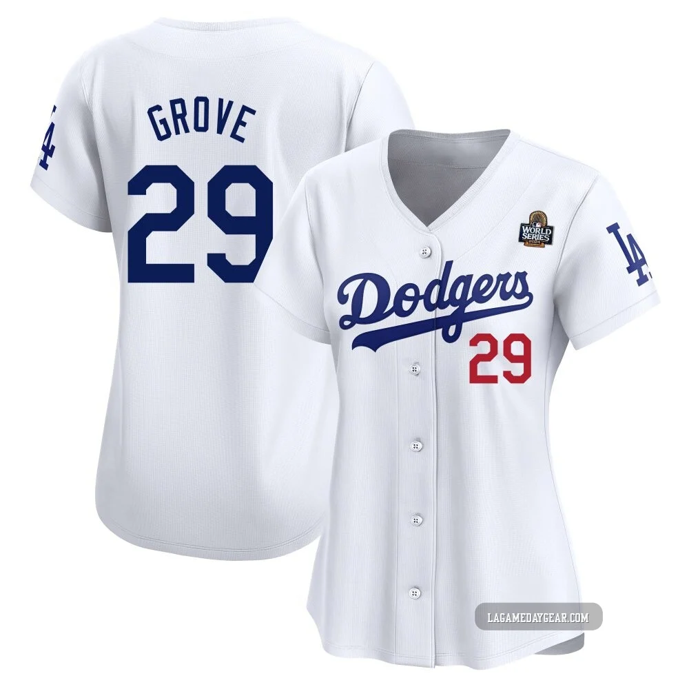 Michael Grove ＃29 Los Angeles Dodgers Limited Women's White Home 2024 World Series Jersey
