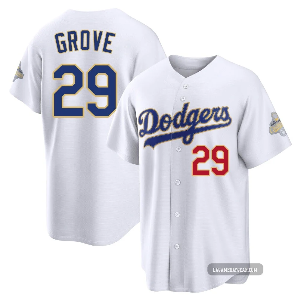 Michael Grove ＃29 Los Angeles Dodgers Limited Youth Gold White 2026 Collection Stadium Jersey