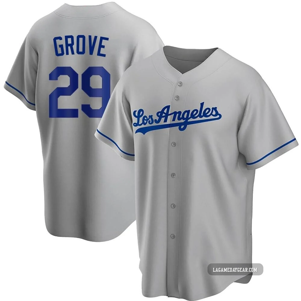 Michael Grove ＃29 Los Angeles Dodgers Replica Men's Gray Road Jersey