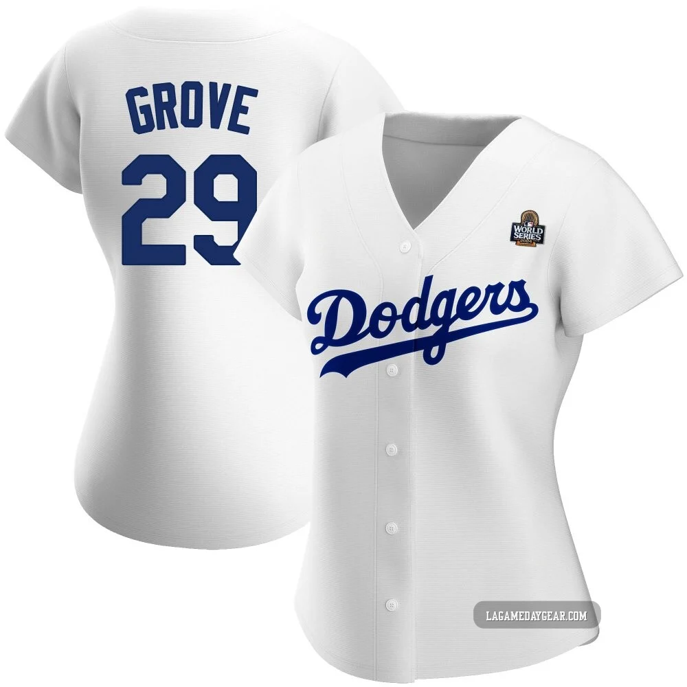 Michael Grove ＃29 Los Angeles Dodgers Replica Women's White Home 2024 World Series Jersey