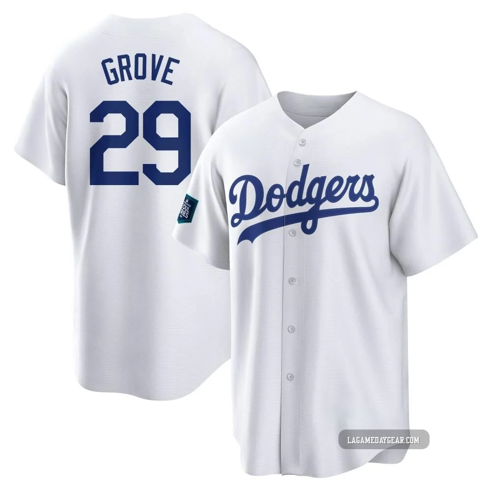 Michael Grove ＃29 Los Angeles Dodgers Replica Youth White 2024 World Tour Seoul Series Home Jersey