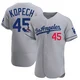Michael Kopech ＃45 Los Angeles Dodgers Authentic Men's Gray Away Official 2024 World Series Champions Jersey