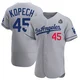 Michael Kopech ＃45 Los Angeles Dodgers Authentic Men's Gray Away Official 2024 World Series Jersey
