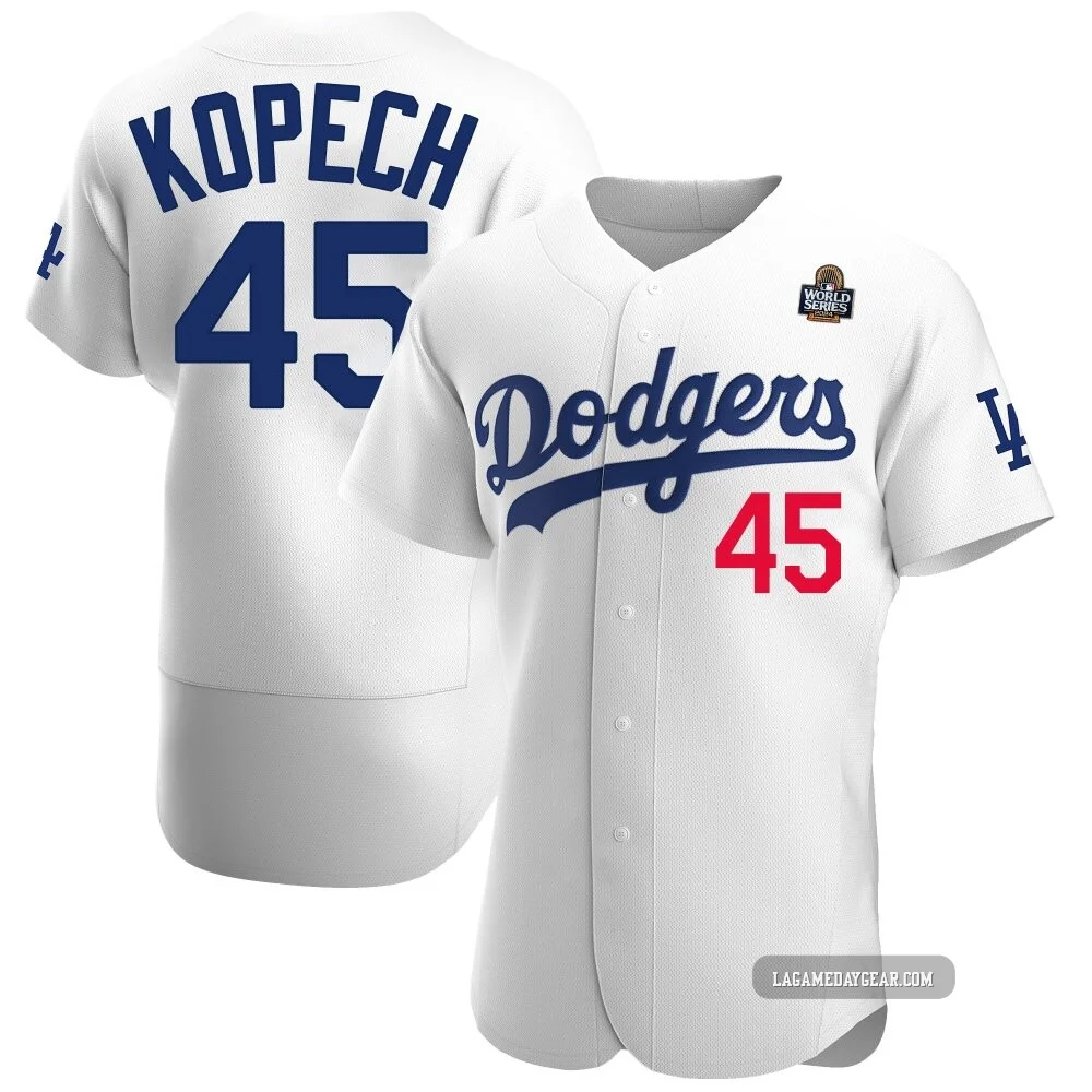 Michael Kopech ＃45 Los Angeles Dodgers Authentic Men's White Home Official 2024 World Series Jersey