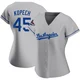 Michael Kopech ＃45 Los Angeles Dodgers Authentic Women's Gray Road 2024 World Series Champions Jersey