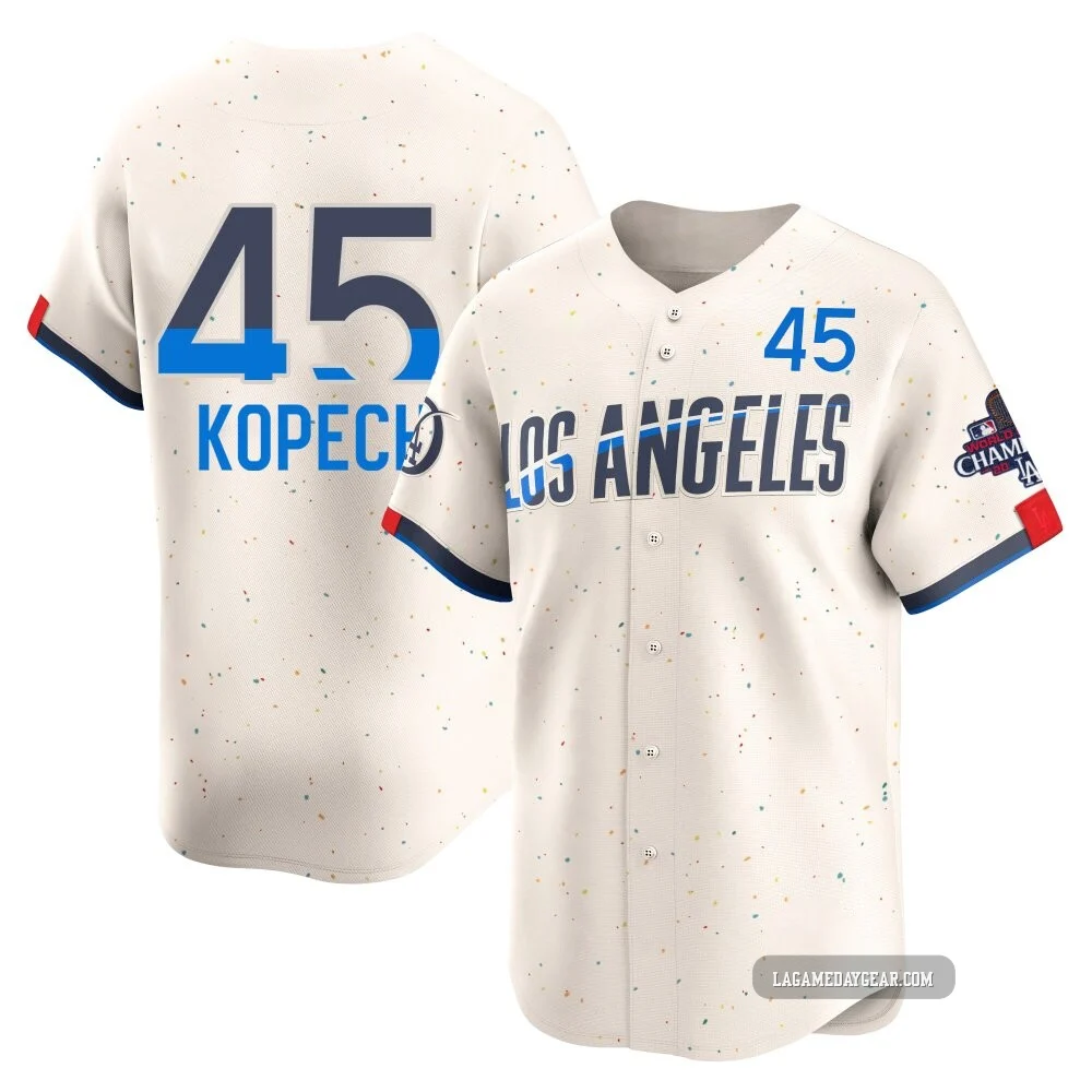 Michael Kopech ＃45 Los Angeles Dodgers Limited Men's Cream 2024 City Connect World Series Champions Jersey