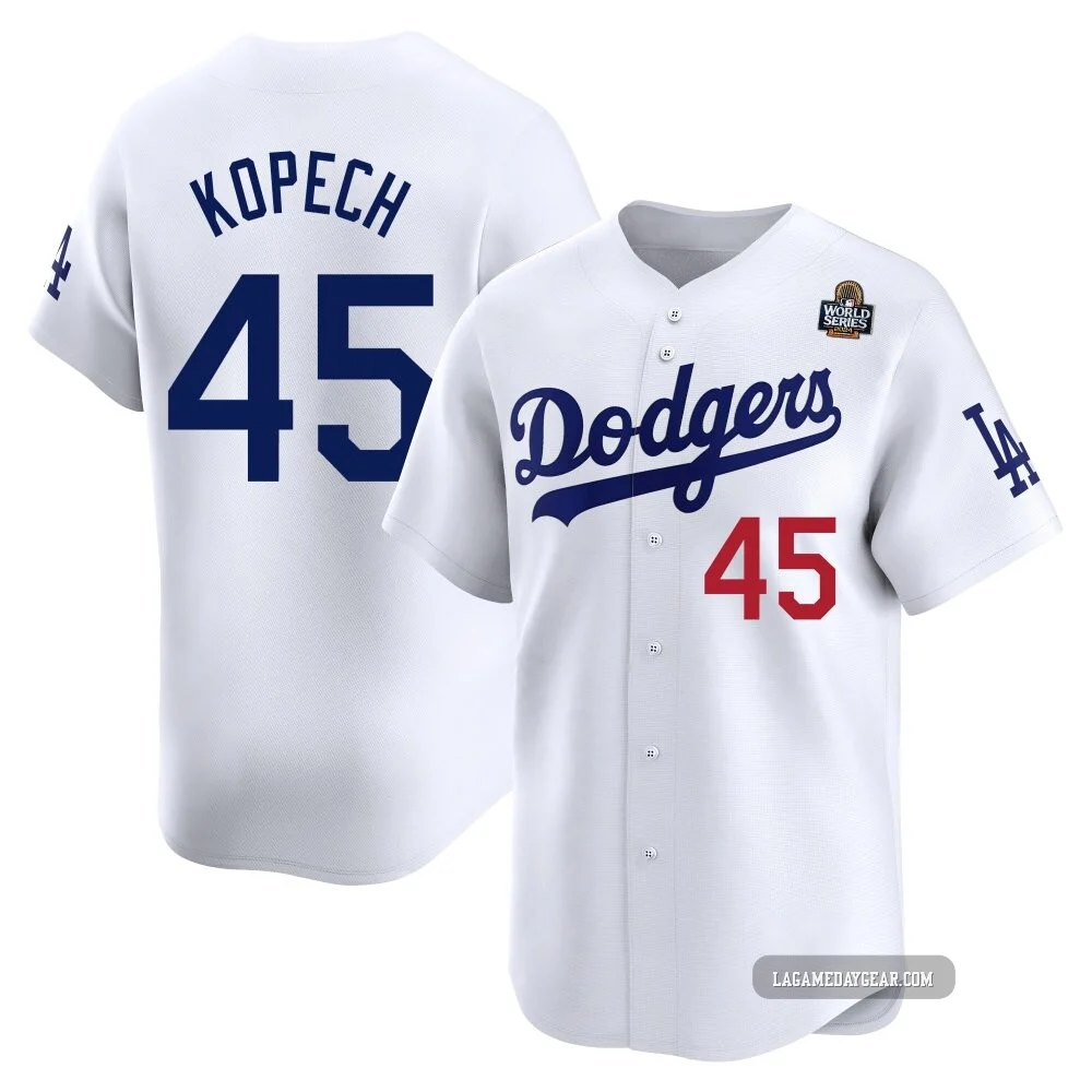 Michael Kopech ＃45 Los Angeles Dodgers Limited Men's White Home 2024 World Series Jersey