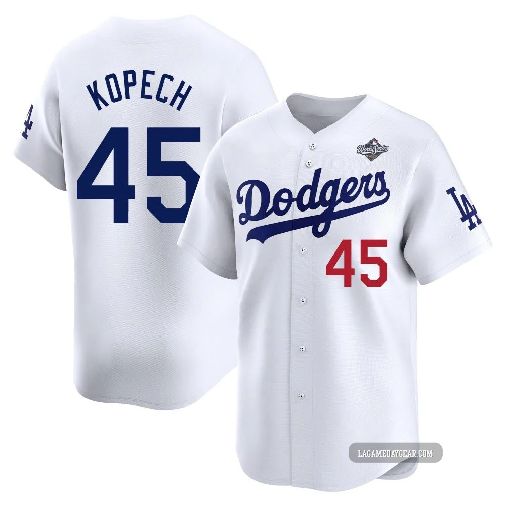 Michael Kopech ＃45 Los Angeles Dodgers Limited Men's White Home 2025 World Series Jersey