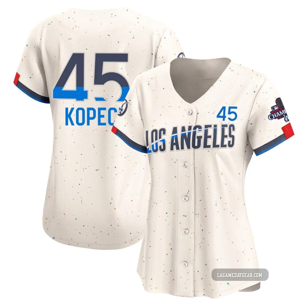 Michael Kopech ＃45 Los Angeles Dodgers Limited Women's Cream 2024 City Connect World Series Champions Jersey