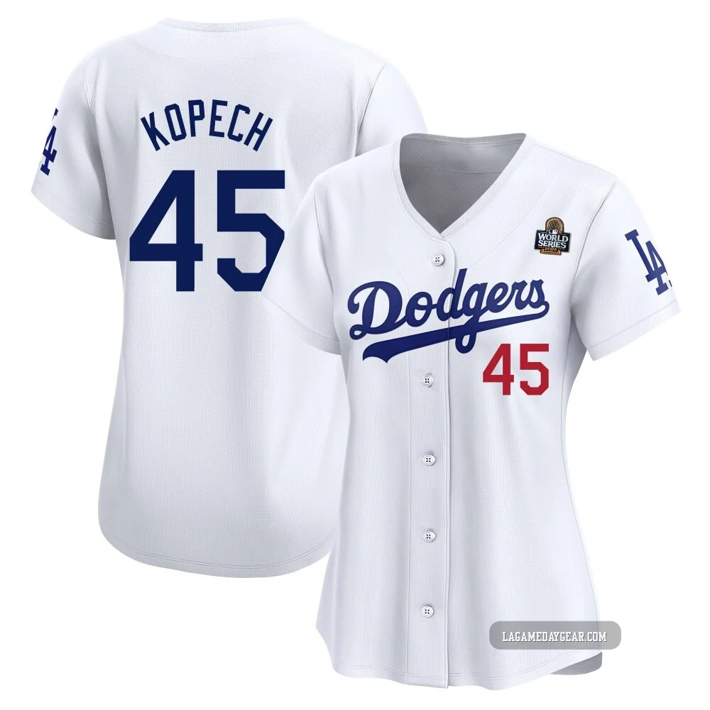 Michael Kopech ＃45 Los Angeles Dodgers Limited Women's White Home 2024 World Series Jersey