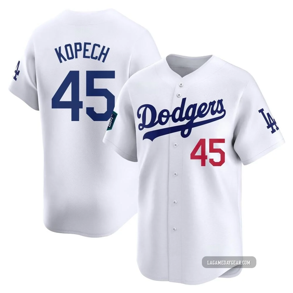 Michael Kopech ＃45 Los Angeles Dodgers Limited Youth White 2024 World Tour Seoul Series Home Jersey
