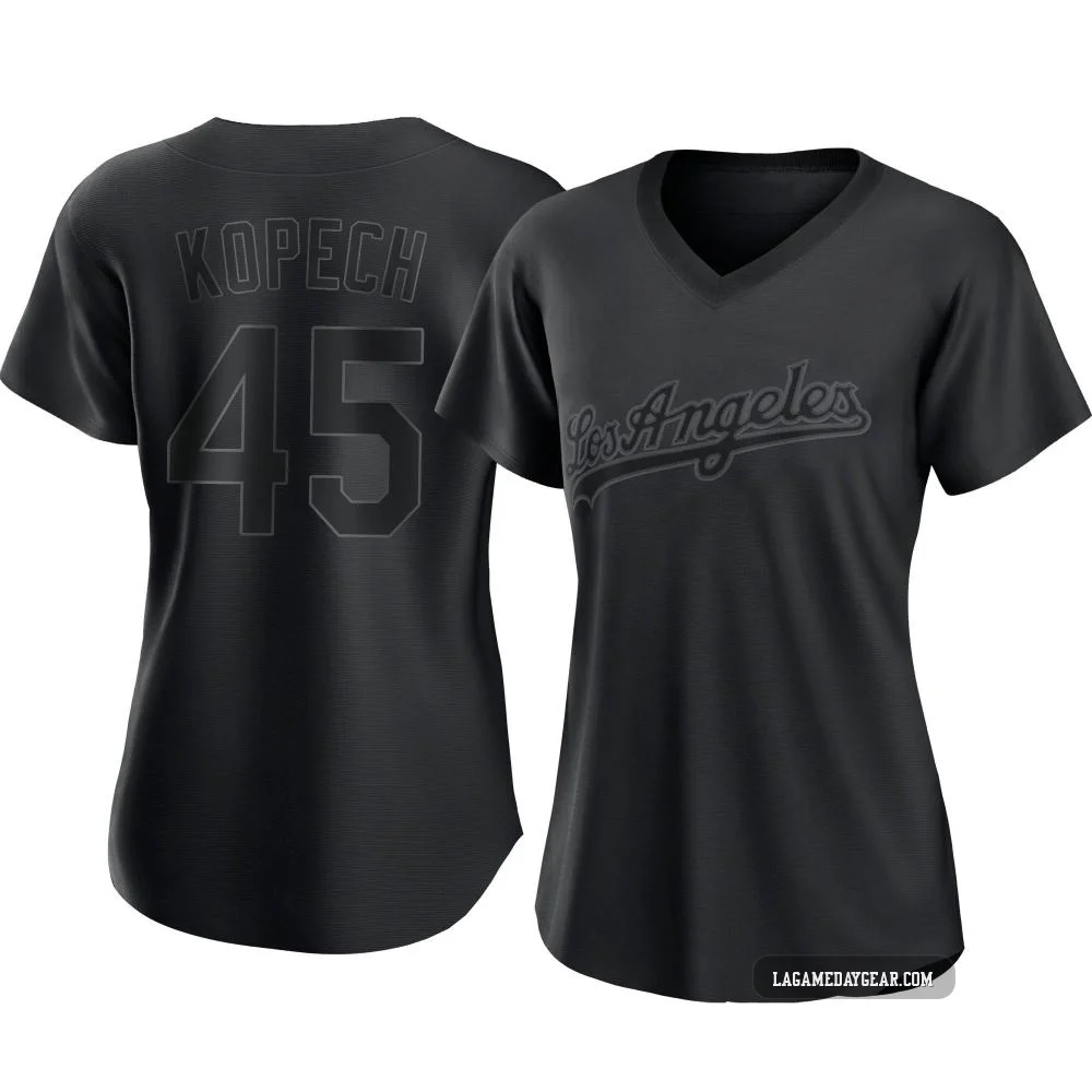 Michael Kopech ＃45 Los Angeles Dodgers Replica Women's Black Pitch Fashion Jersey