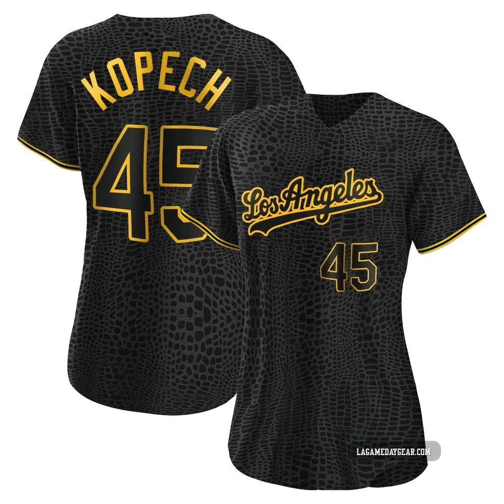 Michael Kopech ＃45 Los Angeles Dodgers Replica Women's Black Snake Skin City Jersey