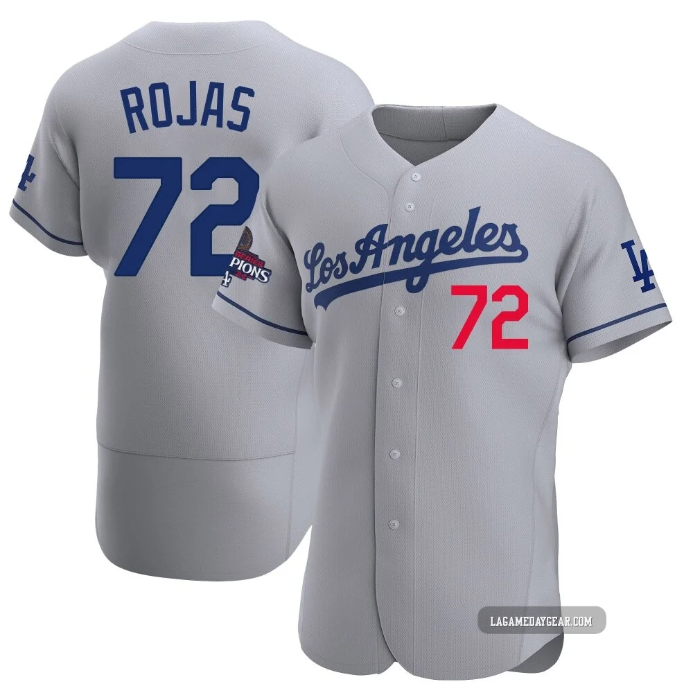 Miguel Rojas ＃72 Los Angeles Dodgers Authentic Men's Gray Away Official 2024 World Series Champions Jersey